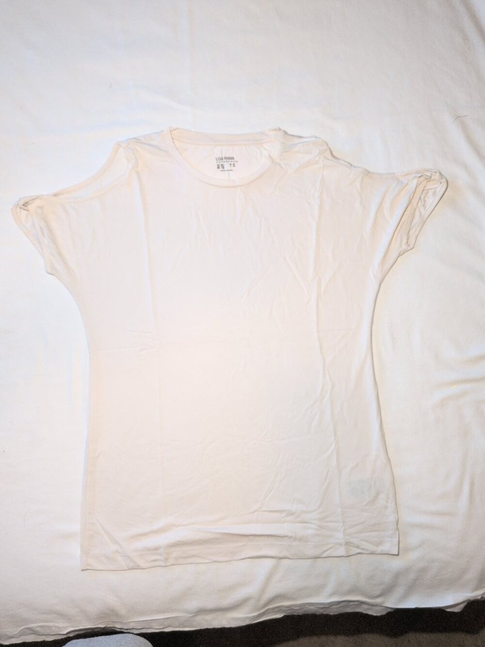 Lisa Rinna Collection Split Sleeve Knit Top White Sand XXS